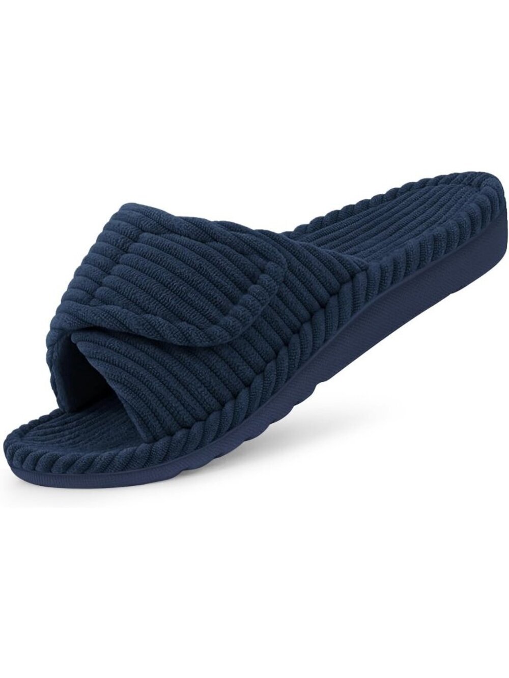 Womens Blue Orthopedic Arch Support Indoor House Corduroy Open Toe Slipper Shoes